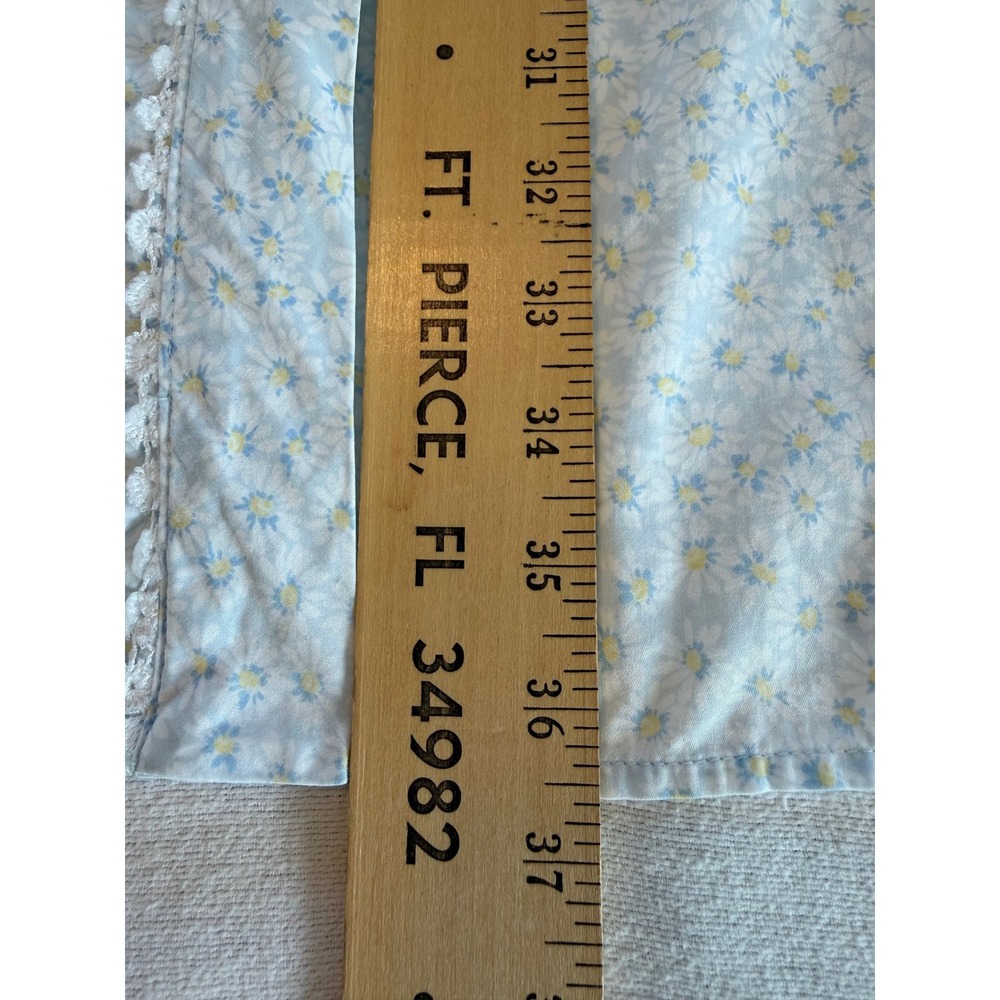 Eileen West Blue Floral Cotton Robe Medium Daisy Print Lace Trim Pockets Wrap - Picture 6 of 13